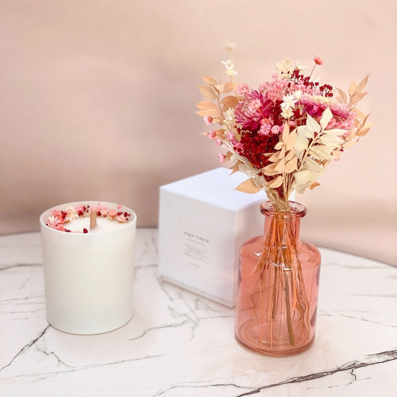 coffret-bougie-fleurie-rose-mini-bouquet-vase-coloré