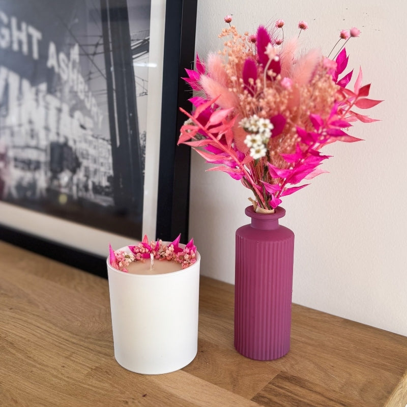cadeau idéal Fleurs séchées décoratives et bougie parfumée