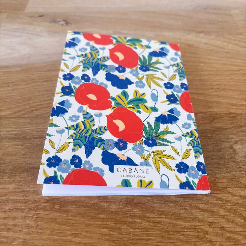 dos du carnet Basile, un joli carnet avec une belle illustration florale colorée et qui se glisse partout.