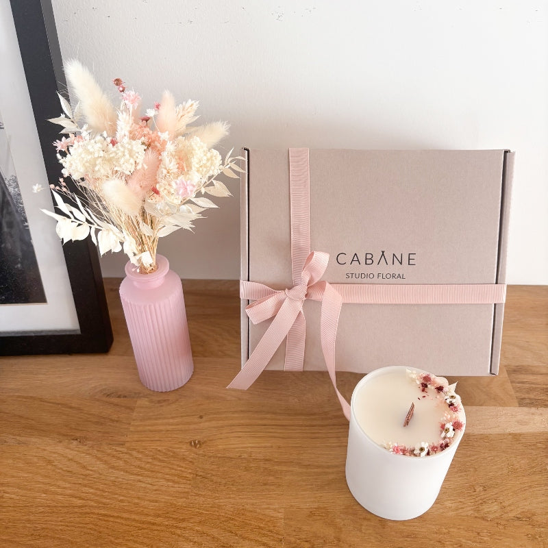 Coffret Alma- Bougie, Bouquet et Vase