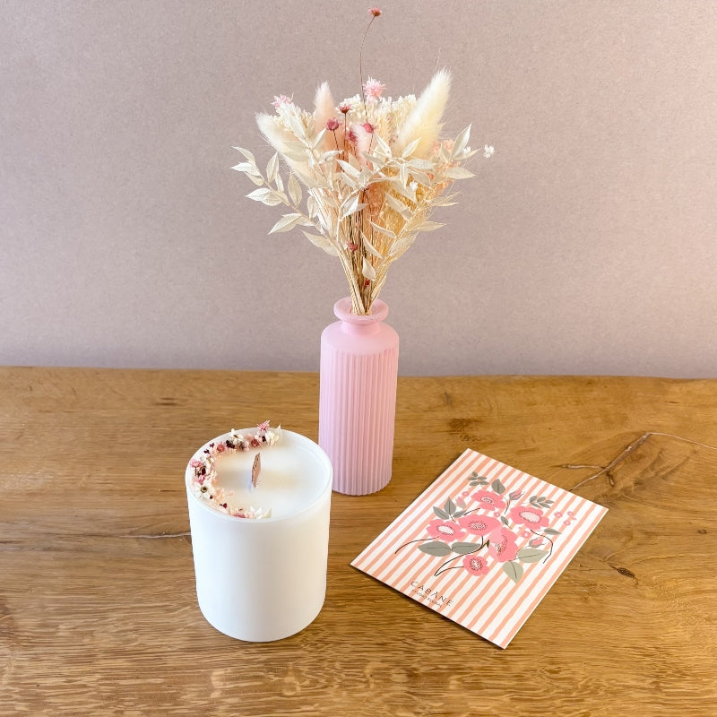 Coffret Alma- Bougie, Bouquet et Vase