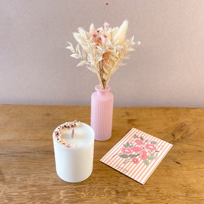 Coffret Alma- Bougie, Bouquet et Vase