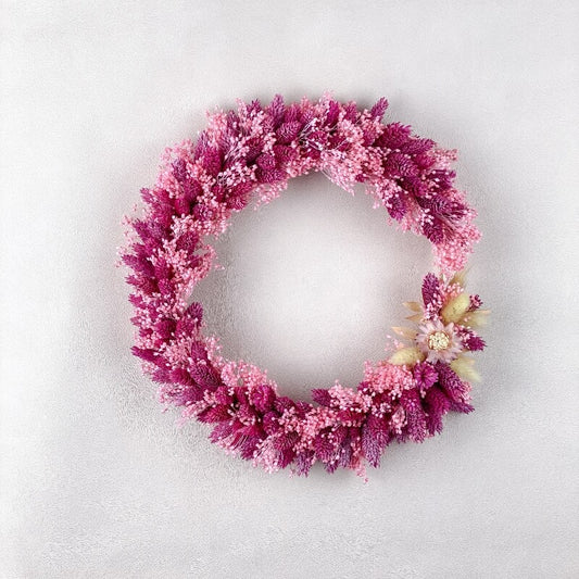 couronne-fleurs-sechees-rose-fuschia-girly-pink-calie