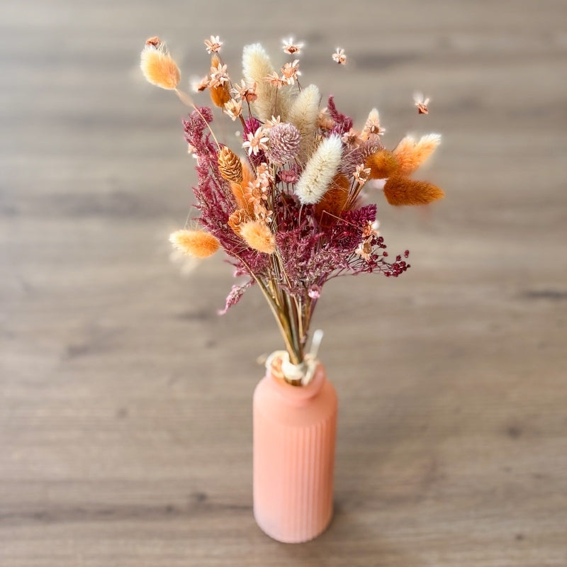 Duo Bouquet de Fleurs Séchées et Mini Vase Coloré