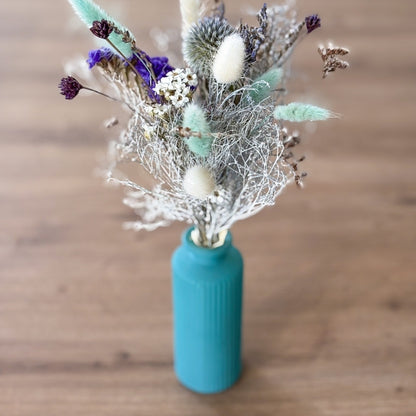 Duo Bouquet de Fleurs Séchées et Mini Vase Coloré